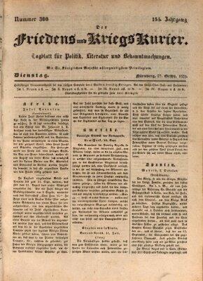 Der Friedens- u. Kriegs-Kurier (Nürnberger Friedens- und Kriegs-Kurier) Dienstag 27. Oktober 1829