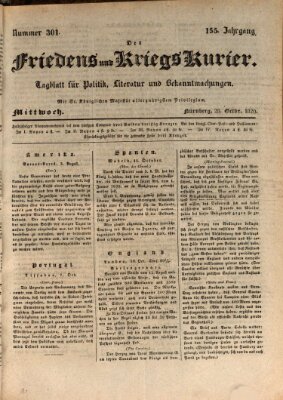 Der Friedens- u. Kriegs-Kurier (Nürnberger Friedens- und Kriegs-Kurier) Mittwoch 28. Oktober 1829