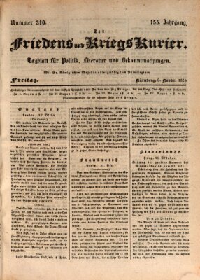 Der Friedens- u. Kriegs-Kurier (Nürnberger Friedens- und Kriegs-Kurier) Freitag 6. November 1829