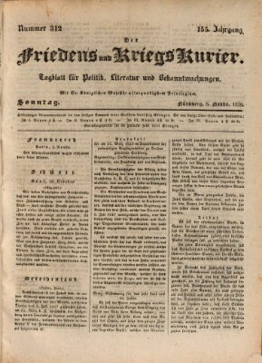 Der Friedens- u. Kriegs-Kurier (Nürnberger Friedens- und Kriegs-Kurier) Sonntag 8. November 1829