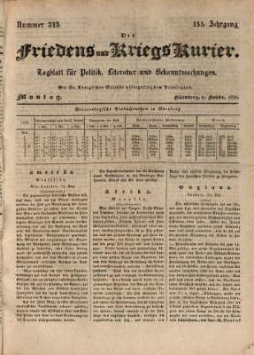 Der Friedens- u. Kriegs-Kurier (Nürnberger Friedens- und Kriegs-Kurier) Montag 9. November 1829