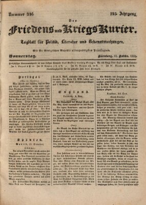 Der Friedens- u. Kriegs-Kurier (Nürnberger Friedens- und Kriegs-Kurier) Donnerstag 12. November 1829