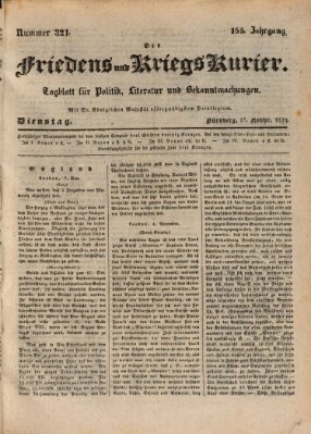 Der Friedens- u. Kriegs-Kurier (Nürnberger Friedens- und Kriegs-Kurier) Dienstag 17. November 1829