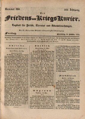 Der Friedens- u. Kriegs-Kurier (Nürnberger Friedens- und Kriegs-Kurier) Freitag 20. November 1829