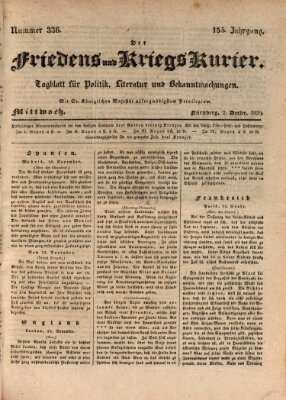 Der Friedens- u. Kriegs-Kurier (Nürnberger Friedens- und Kriegs-Kurier) Mittwoch 2. Dezember 1829