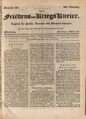 Der Friedens- u. Kriegs-Kurier (Nürnberger Friedens- und Kriegs-Kurier) Freitag 11. Dezember 1829