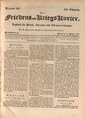 Der Friedens- u. Kriegs-Kurier (Nürnberger Friedens- und Kriegs-Kurier) Sonntag 13. Dezember 1829