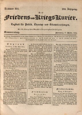 Der Friedens- u. Kriegs-Kurier (Nürnberger Friedens- und Kriegs-Kurier) Donnerstag 17. Dezember 1829