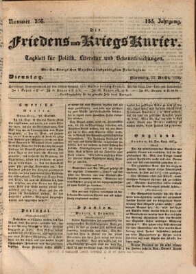 Der Friedens- u. Kriegs-Kurier (Nürnberger Friedens- und Kriegs-Kurier) Dienstag 22. Dezember 1829