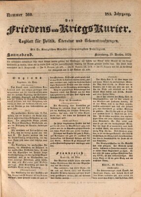 Der Friedens- u. Kriegs-Kurier (Nürnberger Friedens- und Kriegs-Kurier) Samstag 26. Dezember 1829