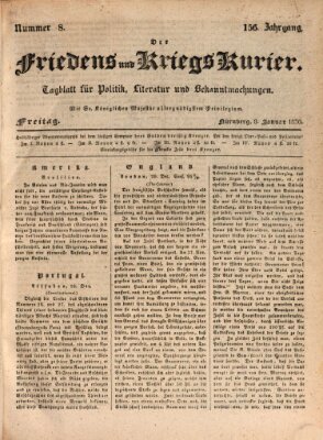 Der Friedens- u. Kriegs-Kurier (Nürnberger Friedens- und Kriegs-Kurier) Freitag 8. Januar 1830