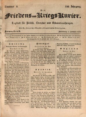 Der Friedens- u. Kriegs-Kurier (Nürnberger Friedens- und Kriegs-Kurier) Samstag 9. Januar 1830