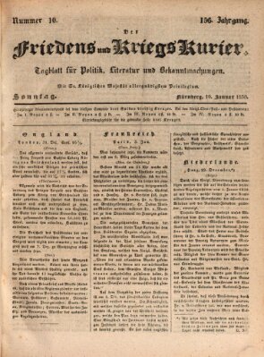 Der Friedens- u. Kriegs-Kurier (Nürnberger Friedens- und Kriegs-Kurier) Sonntag 10. Januar 1830