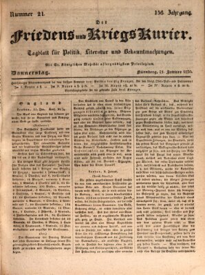 Der Friedens- u. Kriegs-Kurier (Nürnberger Friedens- und Kriegs-Kurier) Donnerstag 21. Januar 1830