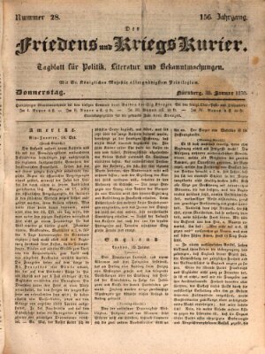 Der Friedens- u. Kriegs-Kurier (Nürnberger Friedens- und Kriegs-Kurier) Donnerstag 28. Januar 1830