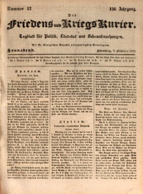 Der Friedens- u. Kriegs-Kurier (Nürnberger Friedens- und Kriegs-Kurier) Samstag 6. Februar 1830