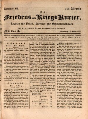 Der Friedens- u. Kriegs-Kurier (Nürnberger Friedens- und Kriegs-Kurier) Mittwoch 10. März 1830