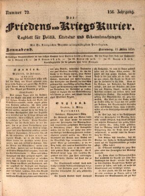 Der Friedens- u. Kriegs-Kurier (Nürnberger Friedens- und Kriegs-Kurier) Samstag 13. März 1830