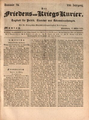 Der Friedens- u. Kriegs-Kurier (Nürnberger Friedens- und Kriegs-Kurier) Montag 15. März 1830