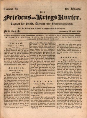 Der Friedens- u. Kriegs-Kurier (Nürnberger Friedens- und Kriegs-Kurier) Mittwoch 24. März 1830