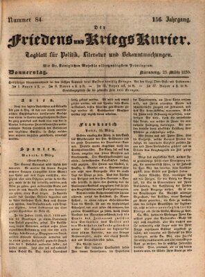 Der Friedens- u. Kriegs-Kurier (Nürnberger Friedens- und Kriegs-Kurier) Donnerstag 25. März 1830