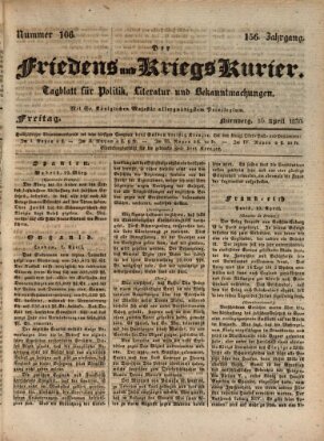 Der Friedens- u. Kriegs-Kurier (Nürnberger Friedens- und Kriegs-Kurier) Freitag 16. April 1830