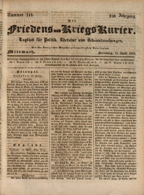 Der Friedens- u. Kriegs-Kurier (Nürnberger Friedens- und Kriegs-Kurier) Mittwoch 21. April 1830