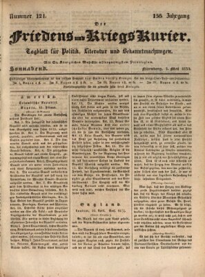 Der Friedens- u. Kriegs-Kurier (Nürnberger Friedens- und Kriegs-Kurier) Samstag 1. Mai 1830