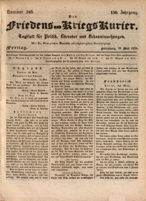 Der Friedens- u. Kriegs-Kurier (Nürnberger Friedens- und Kriegs-Kurier) Freitag 28. Mai 1830