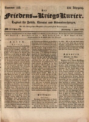 Der Friedens- u. Kriegs-Kurier (Nürnberger Friedens- und Kriegs-Kurier) Mittwoch 2. Juni 1830