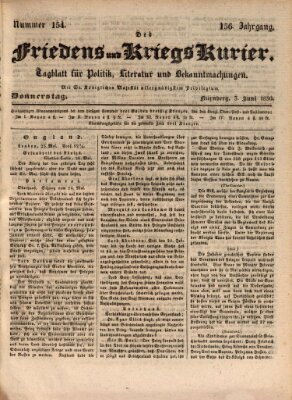 Der Friedens- u. Kriegs-Kurier (Nürnberger Friedens- und Kriegs-Kurier) Donnerstag 3. Juni 1830