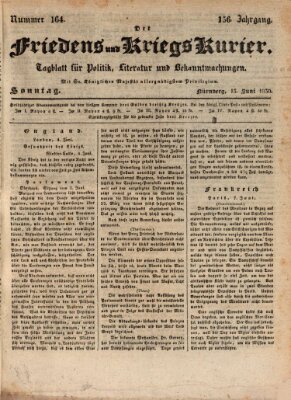 Der Friedens- u. Kriegs-Kurier (Nürnberger Friedens- und Kriegs-Kurier) Sonntag 13. Juni 1830