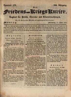 Der Friedens- u. Kriegs-Kurier (Nürnberger Friedens- und Kriegs-Kurier) Montag 21. Juni 1830