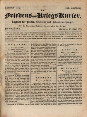 Der Friedens- u. Kriegs-Kurier (Nürnberger Friedens- und Kriegs-Kurier) Samstag 26. Juni 1830
