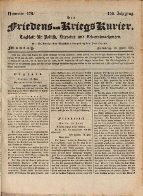 Der Friedens- u. Kriegs-Kurier (Nürnberger Friedens- und Kriegs-Kurier) Montag 28. Juni 1830