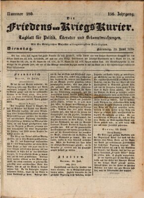 Der Friedens- u. Kriegs-Kurier (Nürnberger Friedens- und Kriegs-Kurier) Dienstag 29. Juni 1830