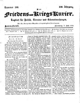 Der Friedens- u. Kriegs-Kurier (Nürnberger Friedens- und Kriegs-Kurier) Samstag 3. Juli 1830