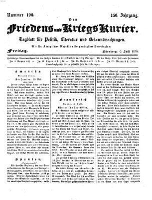 Der Friedens- u. Kriegs-Kurier (Nürnberger Friedens- und Kriegs-Kurier) Freitag 9. Juli 1830