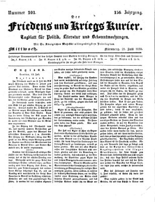 Der Friedens- u. Kriegs-Kurier (Nürnberger Friedens- und Kriegs-Kurier) Mittwoch 21. Juli 1830