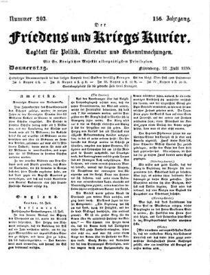 Der Friedens- u. Kriegs-Kurier (Nürnberger Friedens- und Kriegs-Kurier) Donnerstag 22. Juli 1830