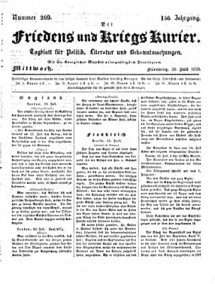 Der Friedens- u. Kriegs-Kurier (Nürnberger Friedens- und Kriegs-Kurier) Mittwoch 28. Juli 1830