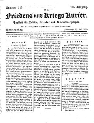 Der Friedens- u. Kriegs-Kurier (Nürnberger Friedens- und Kriegs-Kurier) Donnerstag 29. Juli 1830