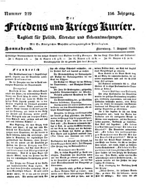 Der Friedens- u. Kriegs-Kurier (Nürnberger Friedens- und Kriegs-Kurier) Samstag 7. August 1830