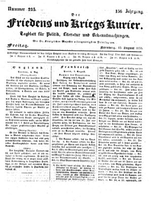 Der Friedens- u. Kriegs-Kurier (Nürnberger Friedens- und Kriegs-Kurier) Freitag 13. August 1830