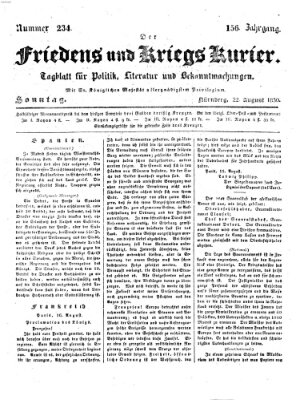 Der Friedens- u. Kriegs-Kurier (Nürnberger Friedens- und Kriegs-Kurier) Sonntag 22. August 1830