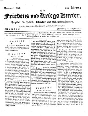 Der Friedens- u. Kriegs-Kurier (Nürnberger Friedens- und Kriegs-Kurier) Montag 23. August 1830