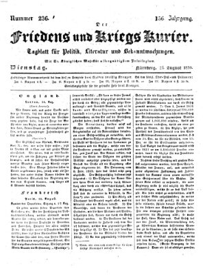 Der Friedens- u. Kriegs-Kurier (Nürnberger Friedens- und Kriegs-Kurier) Dienstag 24. August 1830