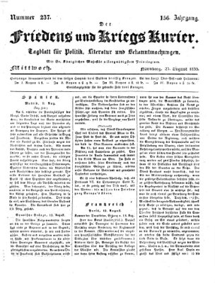 Der Friedens- u. Kriegs-Kurier (Nürnberger Friedens- und Kriegs-Kurier) Mittwoch 25. August 1830