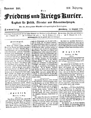 Der Friedens- u. Kriegs-Kurier (Nürnberger Friedens- und Kriegs-Kurier) Sonntag 29. August 1830