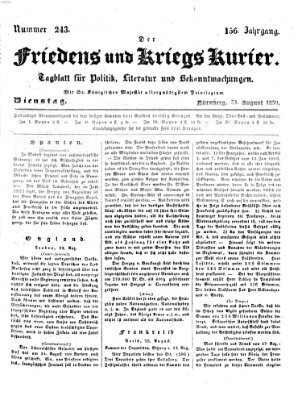 Der Friedens- u. Kriegs-Kurier (Nürnberger Friedens- und Kriegs-Kurier) Dienstag 31. August 1830